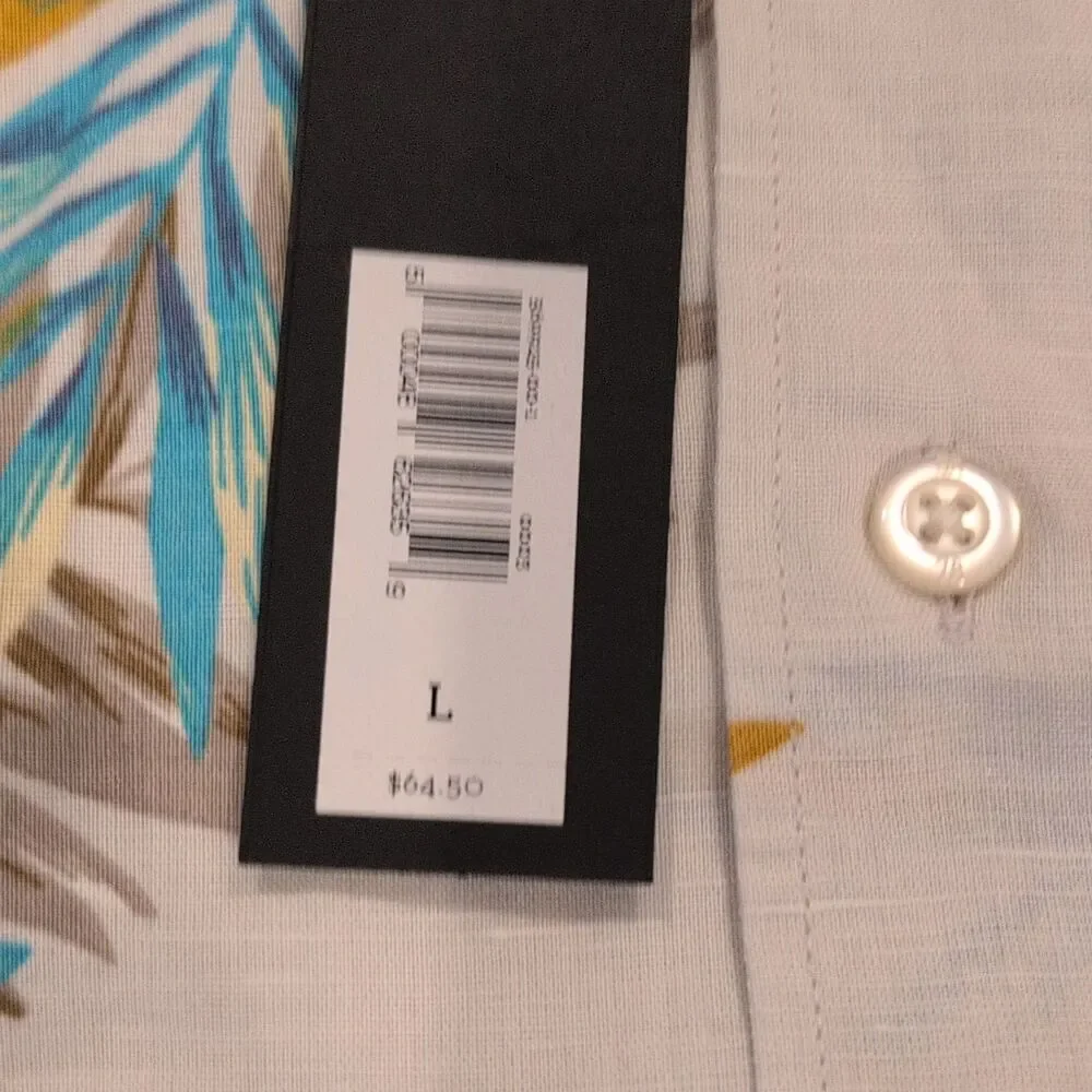 Banana Republic Men's L Slim Linen Tropical Resort Shirt Coastal Dadcore